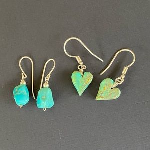 Lot of Two Silver and Turquoise Earrings